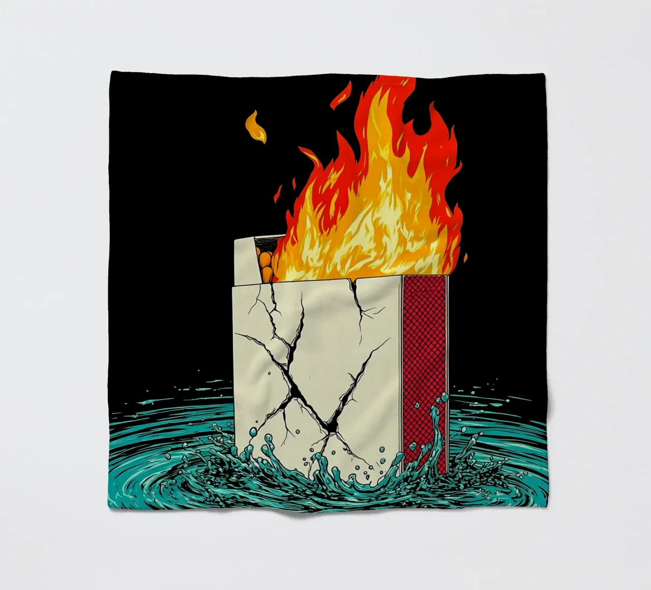 Scatola di sigarette in fiamme - Pop Art coperta in pile da ColorCrash Gallery
