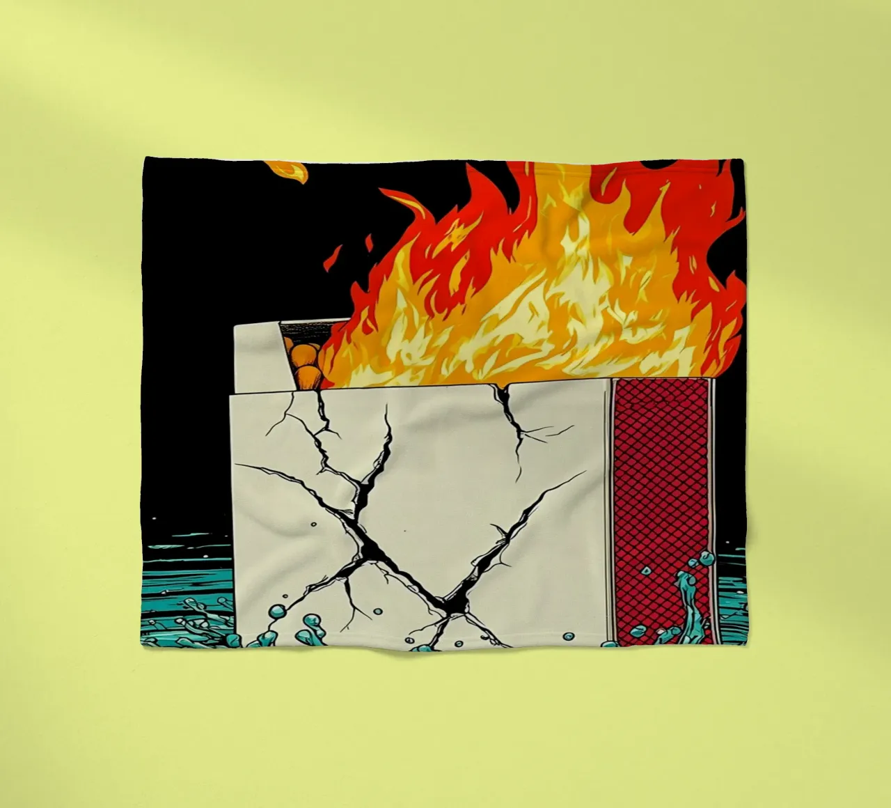 Scatola di sigarette in fiamme - Pop Art coperta in pile da ColorCrash Gallery