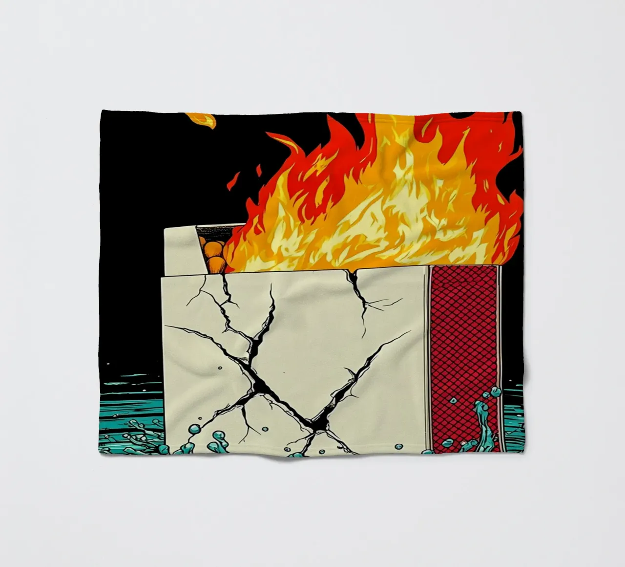 Scatola di sigarette in fiamme - Pop Art coperta in pile da ColorCrash Gallery