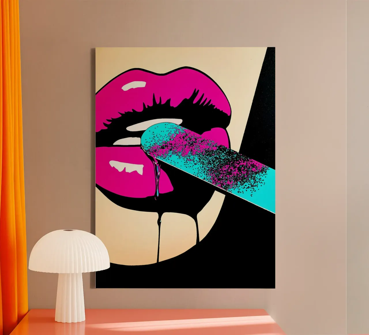 Labbra - Pop Art tela con Cornice a cassetta da ColorCrash Gallery
