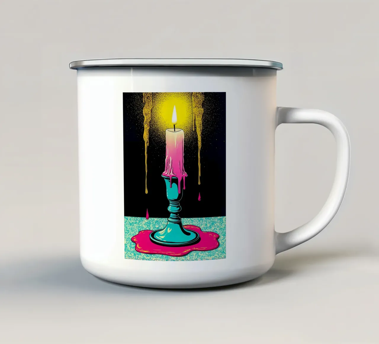 Sciogliere le candele - Pop Art tazza in smalto da ColorCrash Gallery