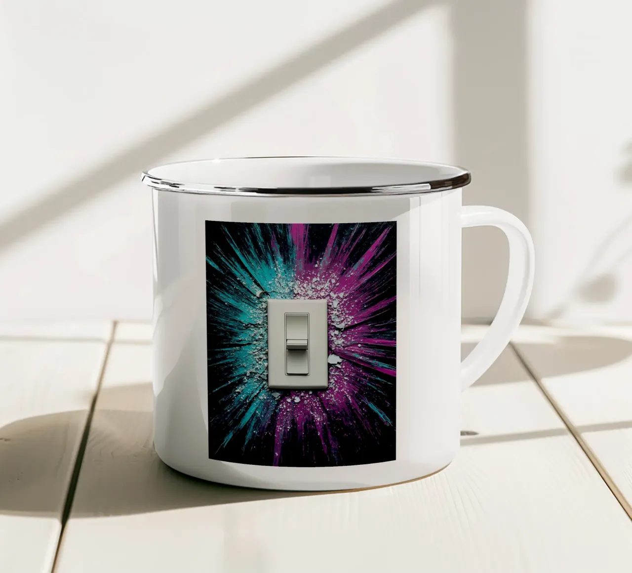Interruttore della luce - Pop Art tazza in smalto da ColorCrash Gallery