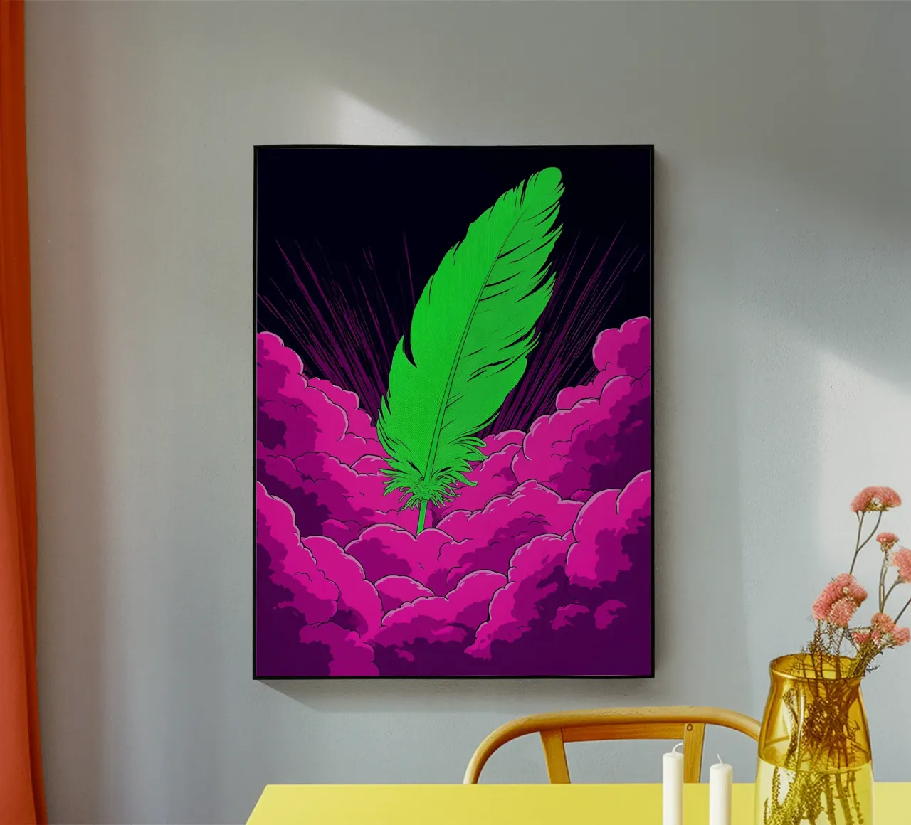 Piuma sulle nuvole - Pop Art plexiglass da ColorCrash Gallery