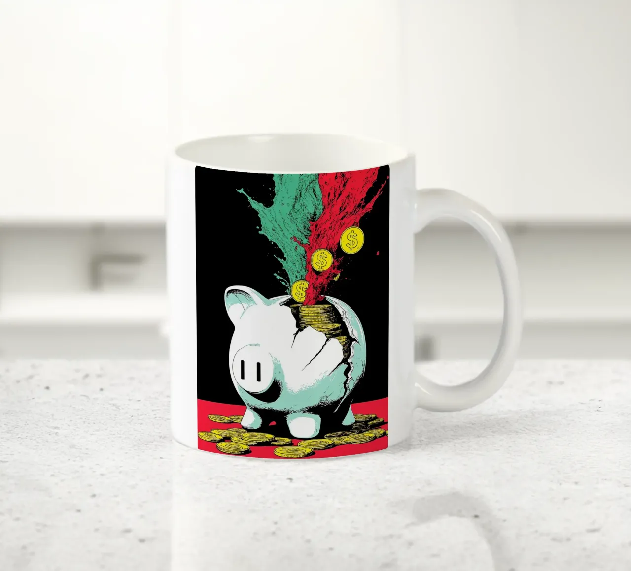 Salvadanaio con monete - Pop Art tazza in ceramica da ColorCrash Gallery