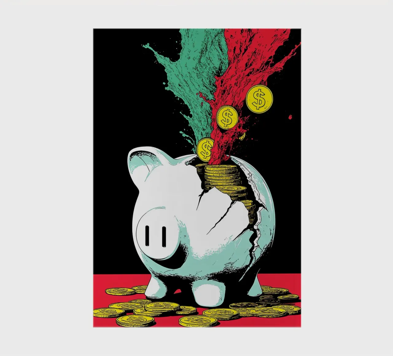 Piggy Bank With Coins - Pop Art notebook by ColorCrash Gallery