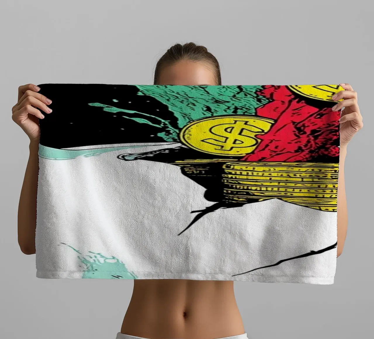 Piggy Bank With Coins - Pop Art towel by ColorCrash Gallery