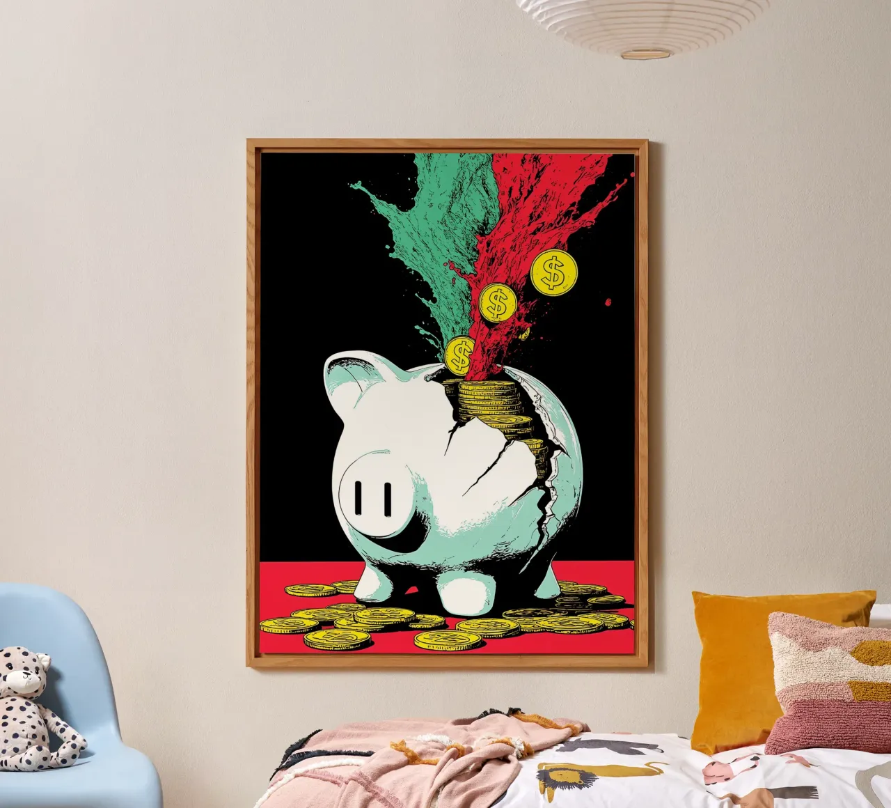 Salvadanaio con monete - Pop Art alluminio dibond da ColorCrash Gallery
