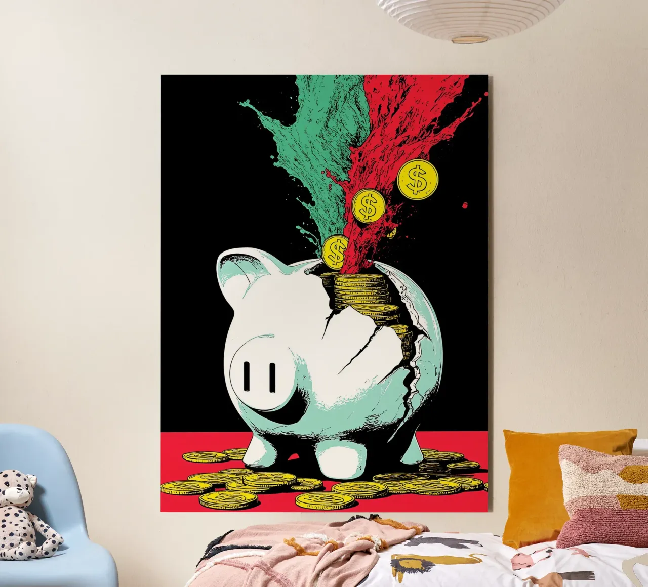 Salvadanaio con monete - Pop Art alluminio dibond da ColorCrash Gallery