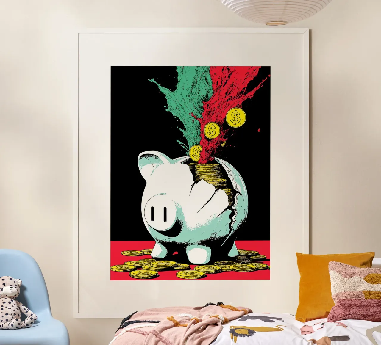 Salvadanaio con monete - Pop Art carta hahnemühle da ColorCrash Gallery
