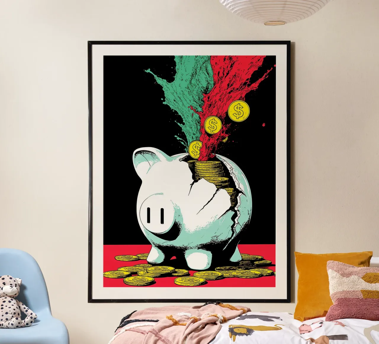 Salvadanaio con monete - Pop Art carta hahnemühle da ColorCrash Gallery