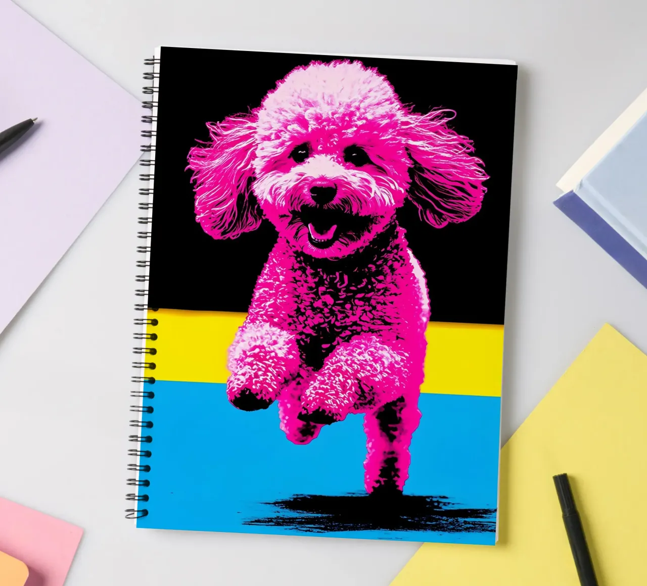 Poodle - Pop Art spiral notebook by ColorCrash Gallery