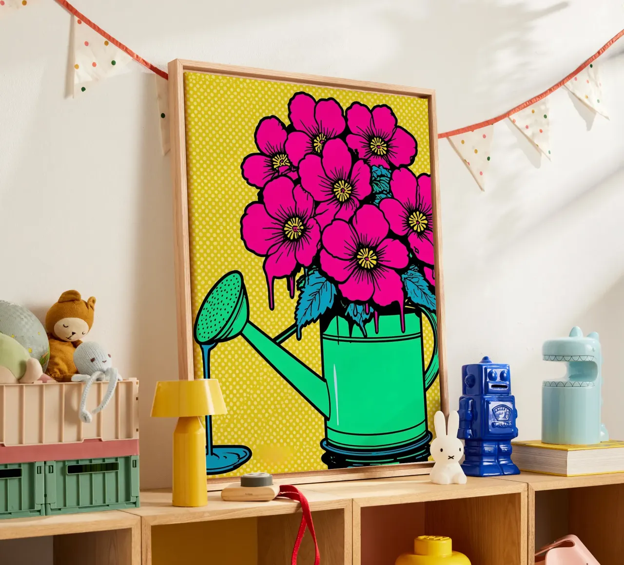 Annaffiatoio floreale - Pop Art tela con Cornice a cassetta da ColorCrash Gallery