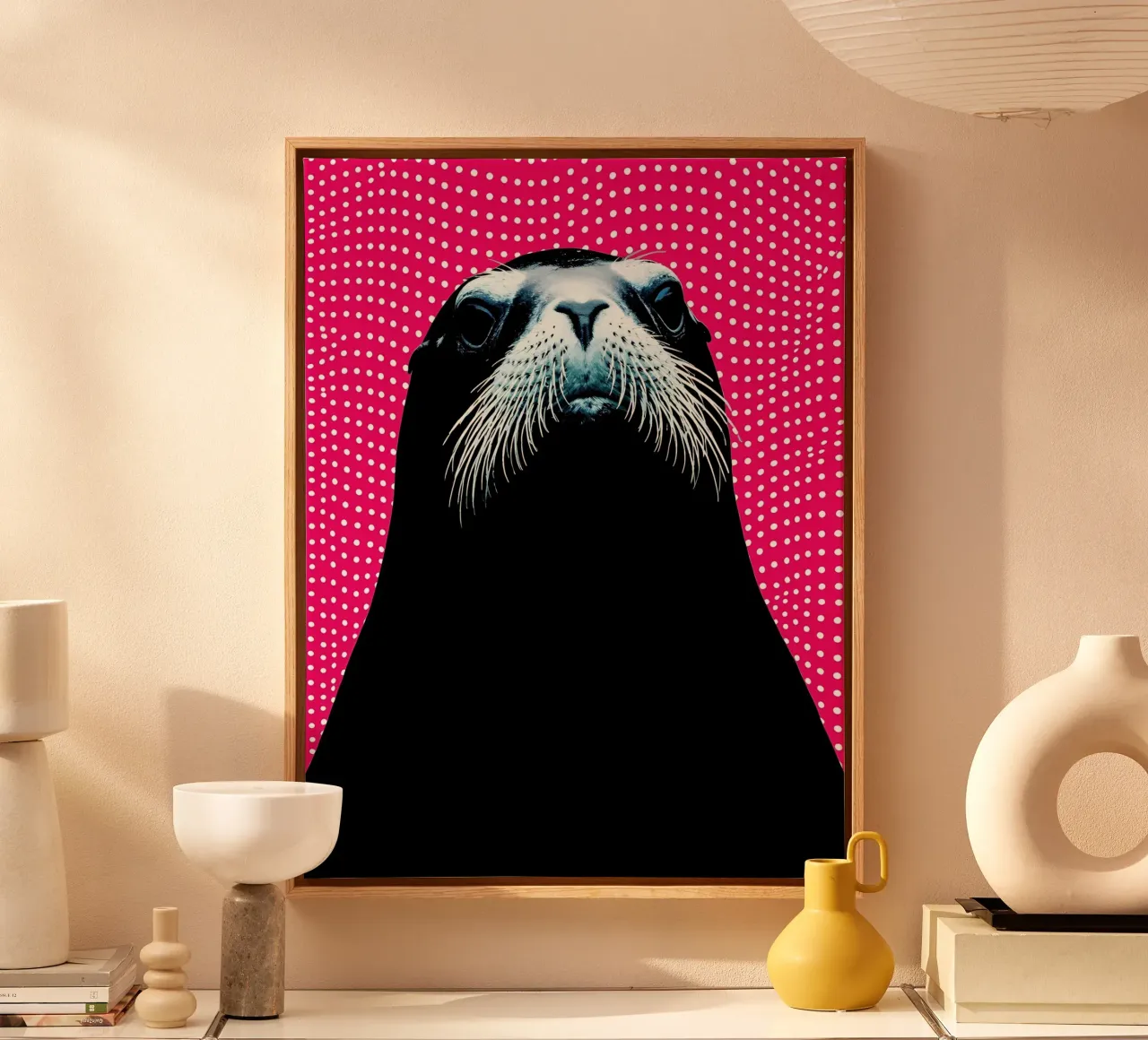 Leone marino - Pop Art tela con Cornice a cassetta da ColorCrash Gallery