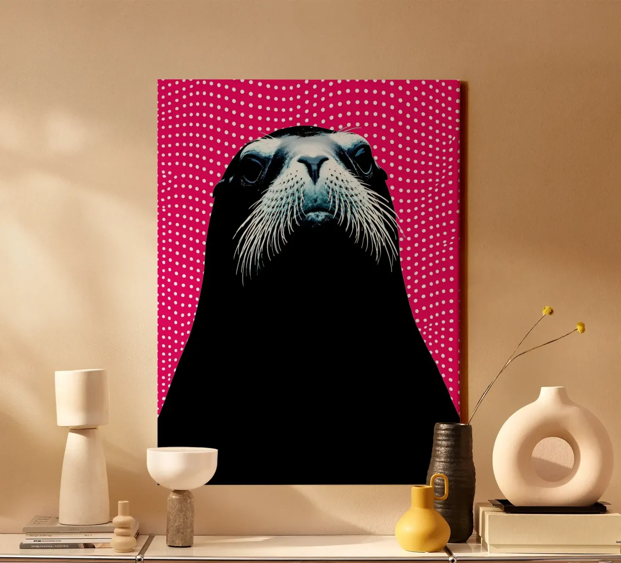 Leone marino - Pop Art tela con Cornice a cassetta da ColorCrash Gallery