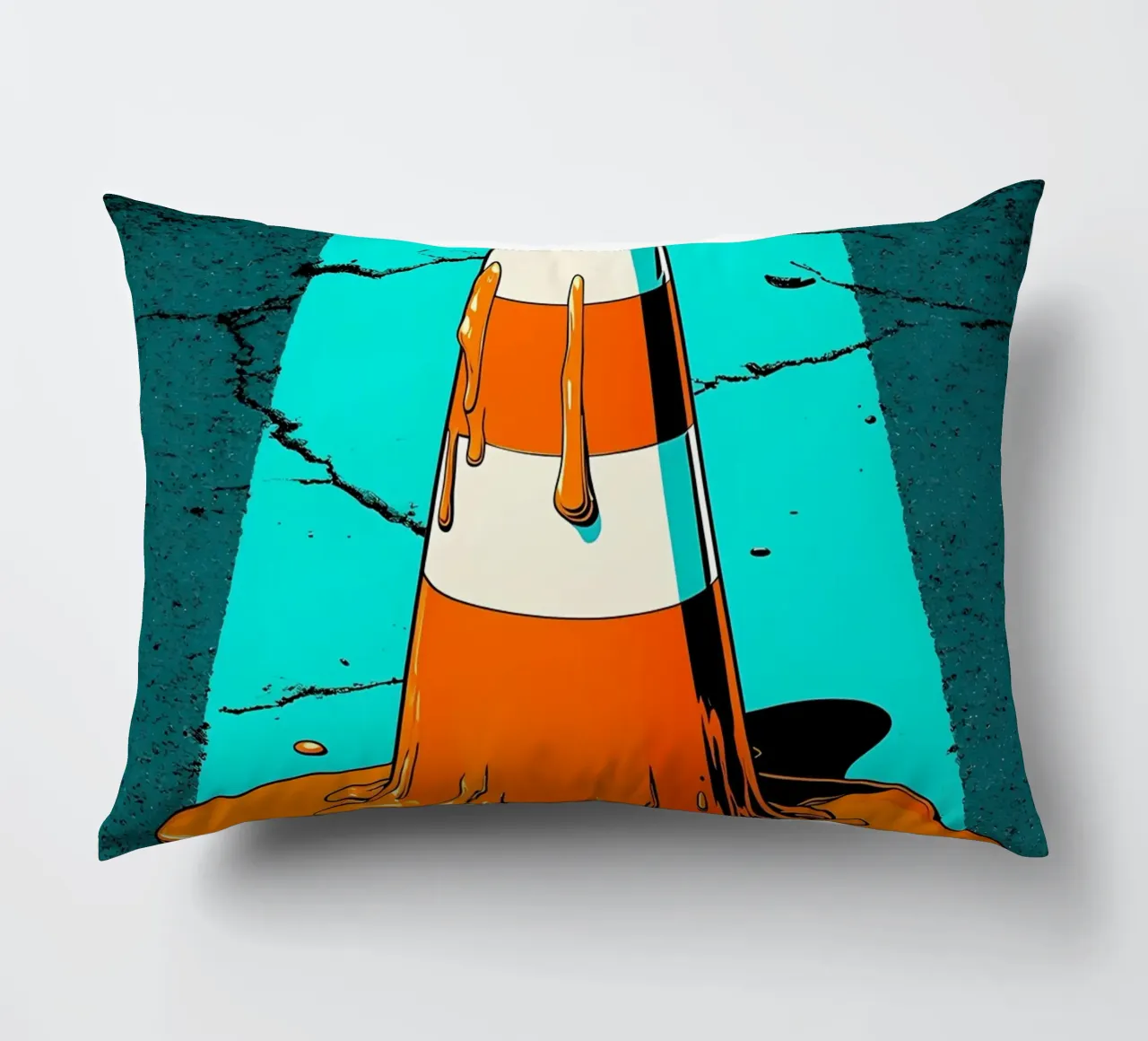 Cono da traffico che si scioglie - Pop Art cuscino da ColorCrash Gallery