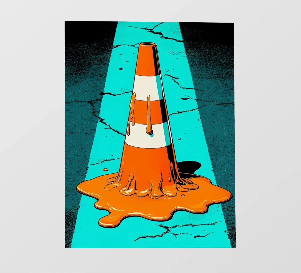 Fundición de conos de tráfico - Pop Art lámina retroiluminada de ColorCrash Gallery