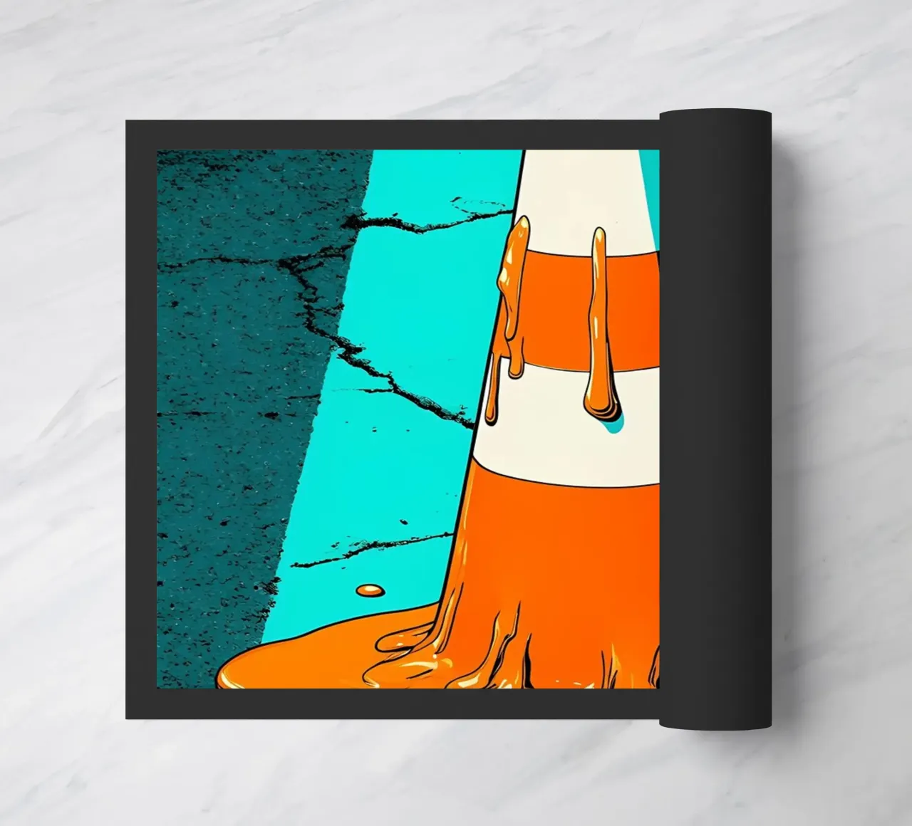 Le cône de signalisation en train de fondre - Pop Art paillasson de ColorCrash Gallery