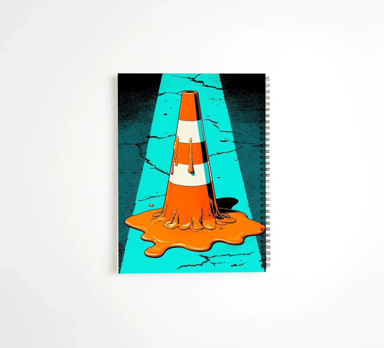 Traffic Cone Melting - Pop Art spiral notebook by ColorCrash Gallery
