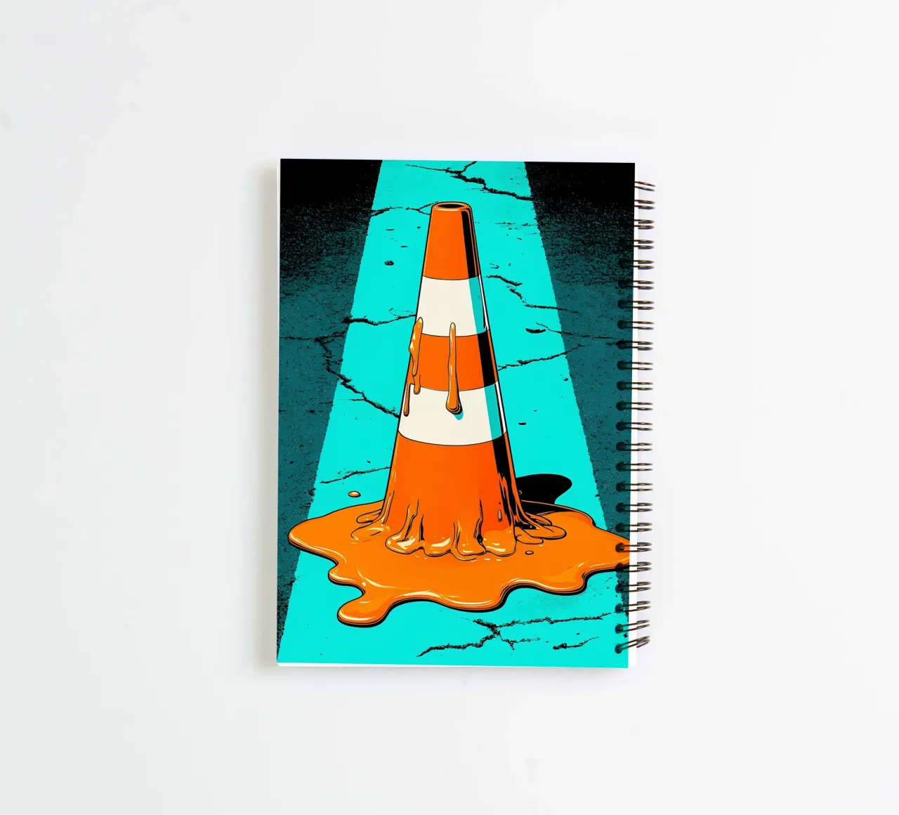 Traffic Cone Melting - Pop Art spiral notebook by ColorCrash Gallery