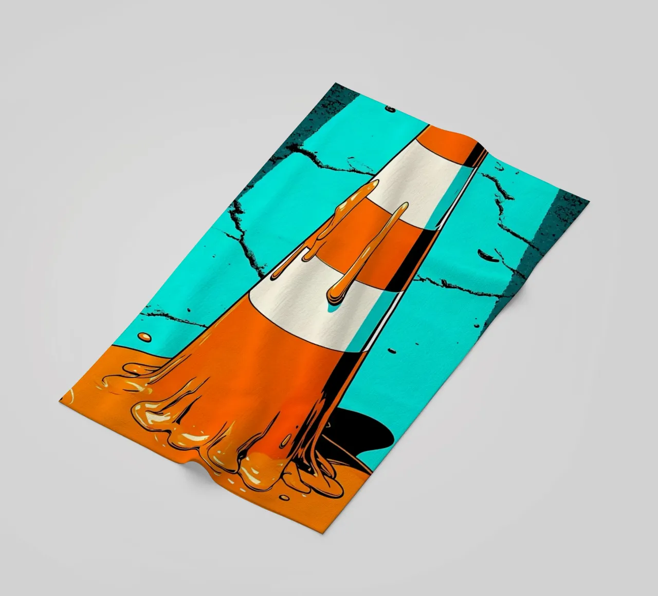 Le cône de signalisation en train de fondre - Pop Art serviette de plage de ColorCrash Gallery