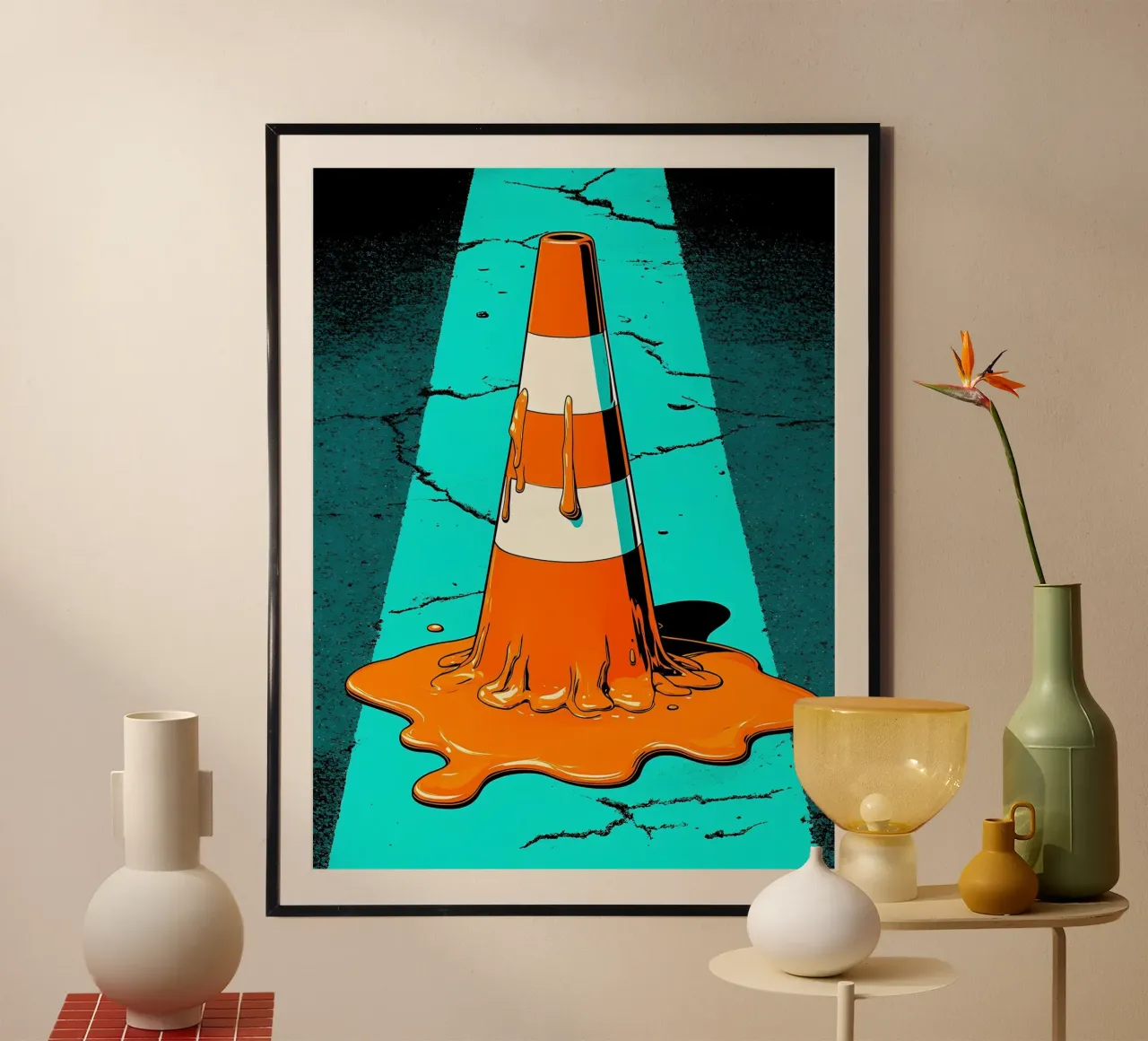 Le cône de signalisation en train de fondre - Pop Art hahnemühle de ColorCrash Gallery