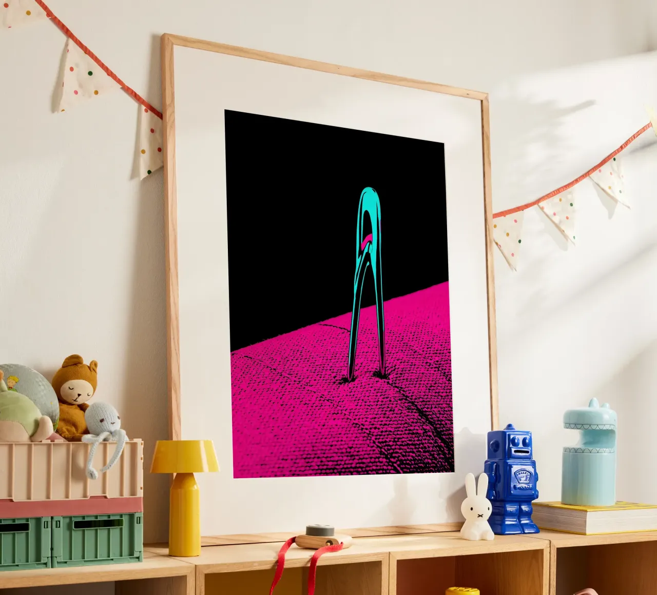 Sewing Machine Needle - Pop Art poster with wooden frame by ColorCrash Gallery