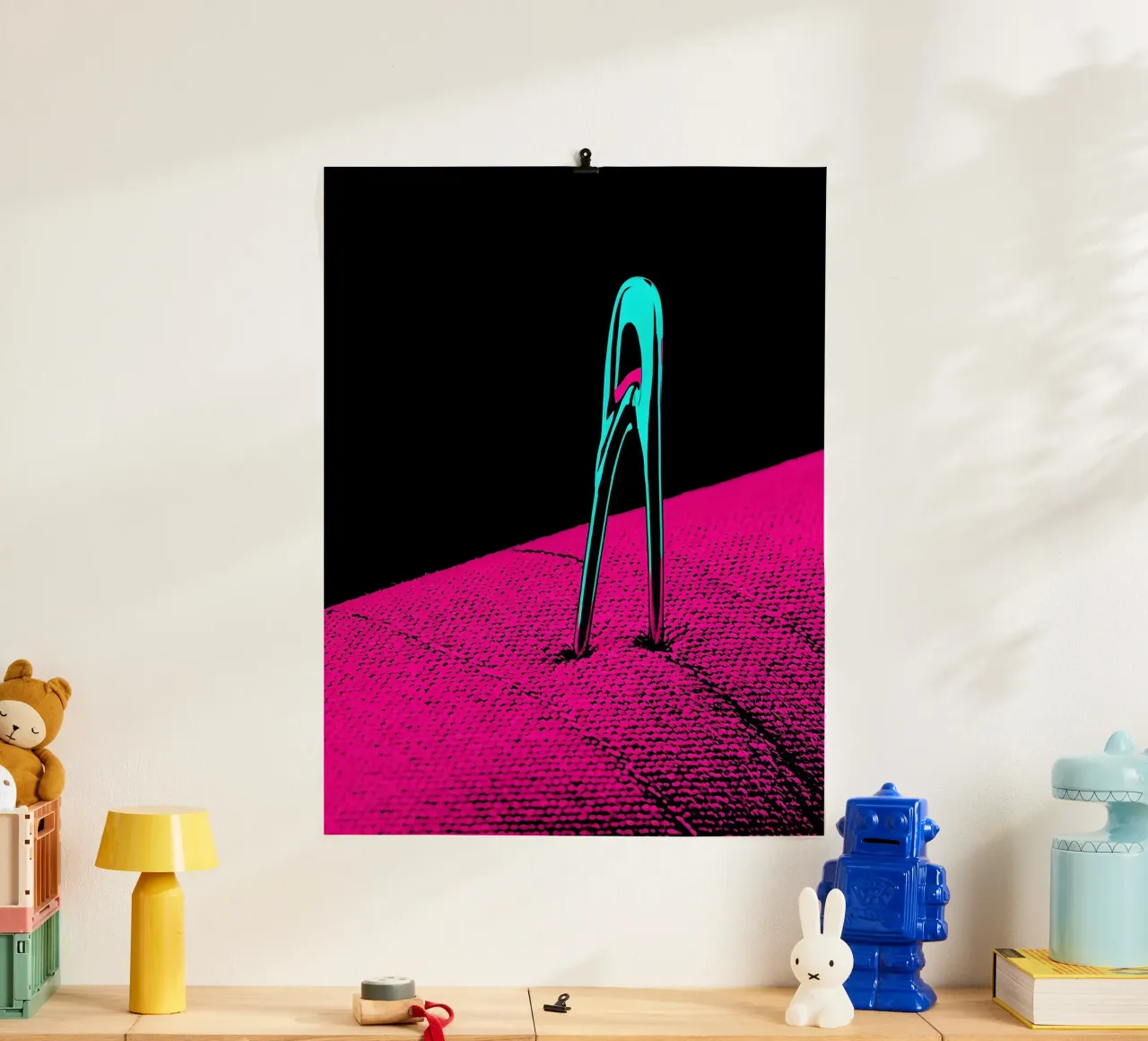 Sewing Machine Needle - Pop Art poster with wooden frame by ColorCrash Gallery