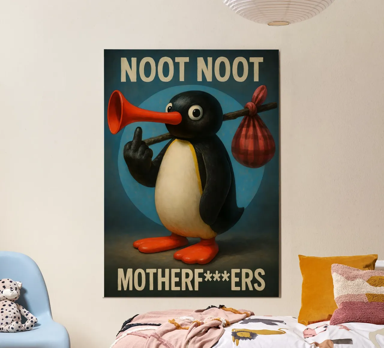 Noot Noot Motherfuckers Penguin Art carta hahnemühle da Lootprint