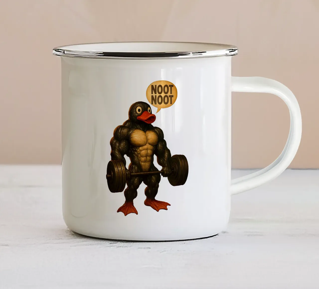 Pumping Pingu Gym Art tazza in smalto da Lootprint