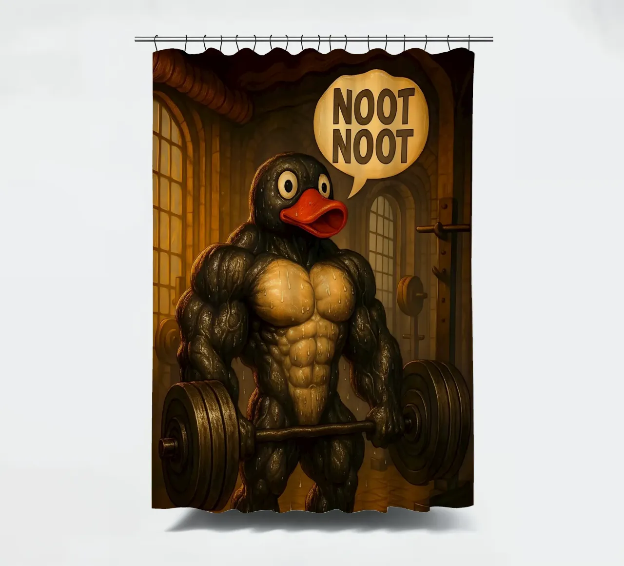 Pumping Pingu Gym Art tenda da doccia da Lootprint