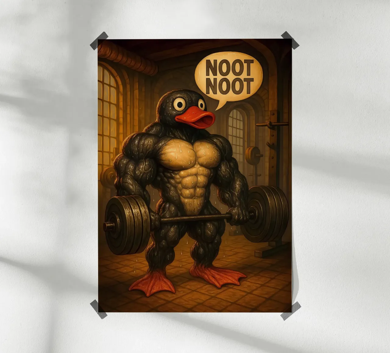 Pumping Pingu Gym Art carta hahnemühle da Lootprint