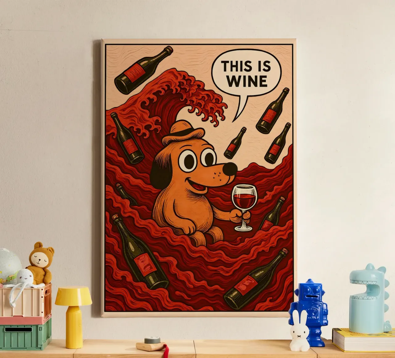 This Is Wine Meme tela con Cornice a cassetta da Lootprint