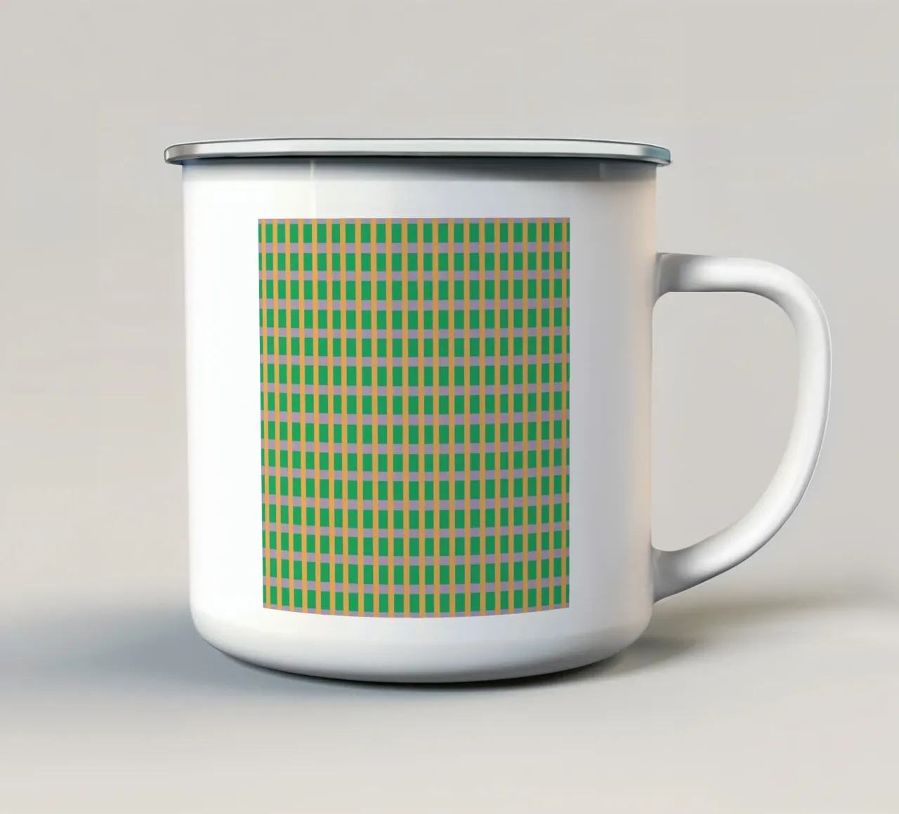 Gingham Grün nahtloses Muster Emaille Tasse von Little Dean