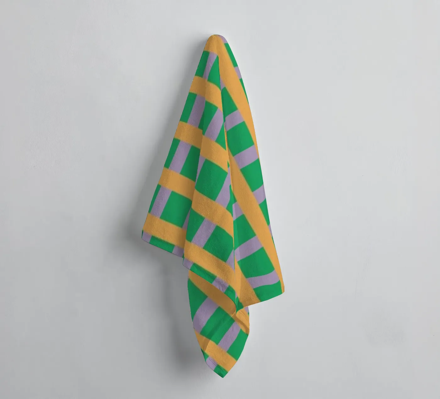 Gingham Green seamless pattern towel by Little Dean