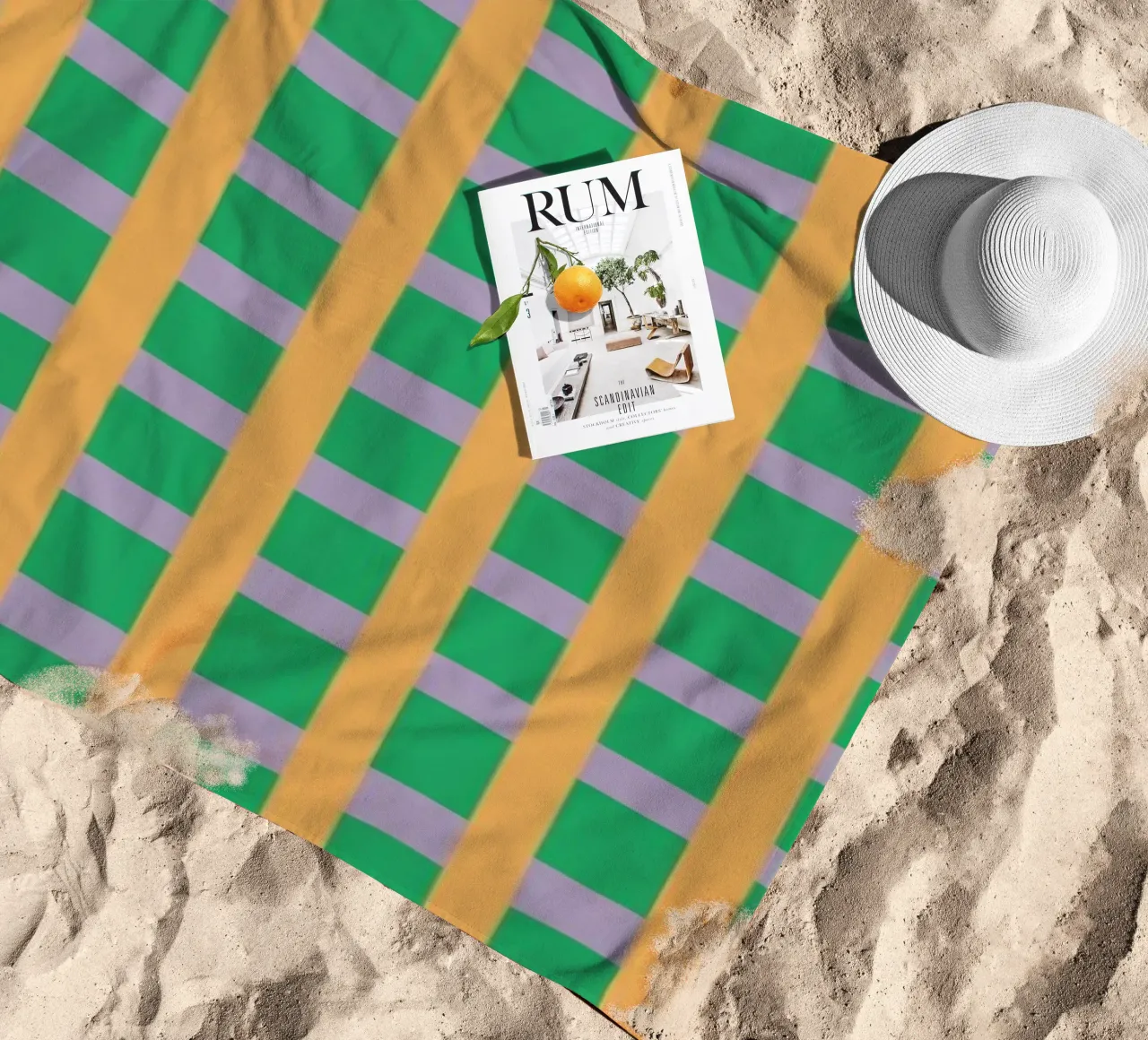 Motivo senza cuciture Gingham Green telo mare da Little Dean