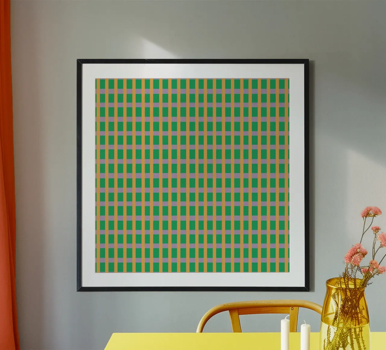 Gingham Green seamless pattern poster by Little Dean