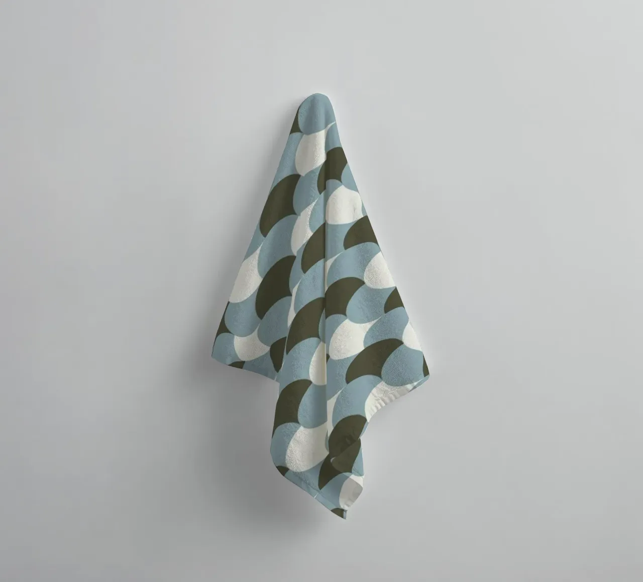 Geometrical gingham pastel pattern grey variant towel by Little Dean