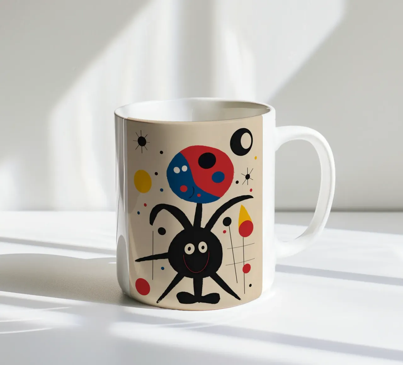 Jumpy molecule ceramic mug by Little Dean