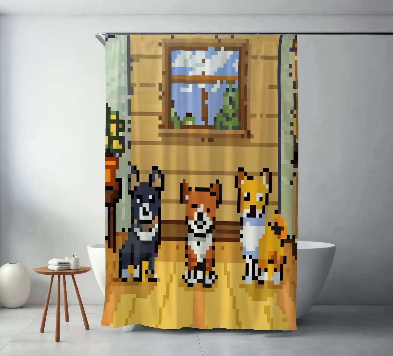 Three Cute Dogs shower curtain by DOG AND CAT