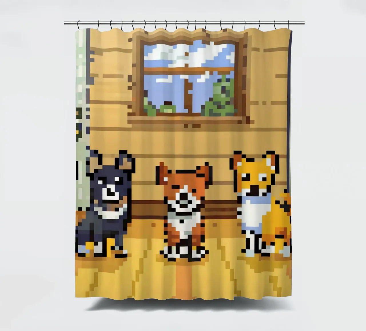 Three Cute Dogs shower curtain by DOG AND CAT