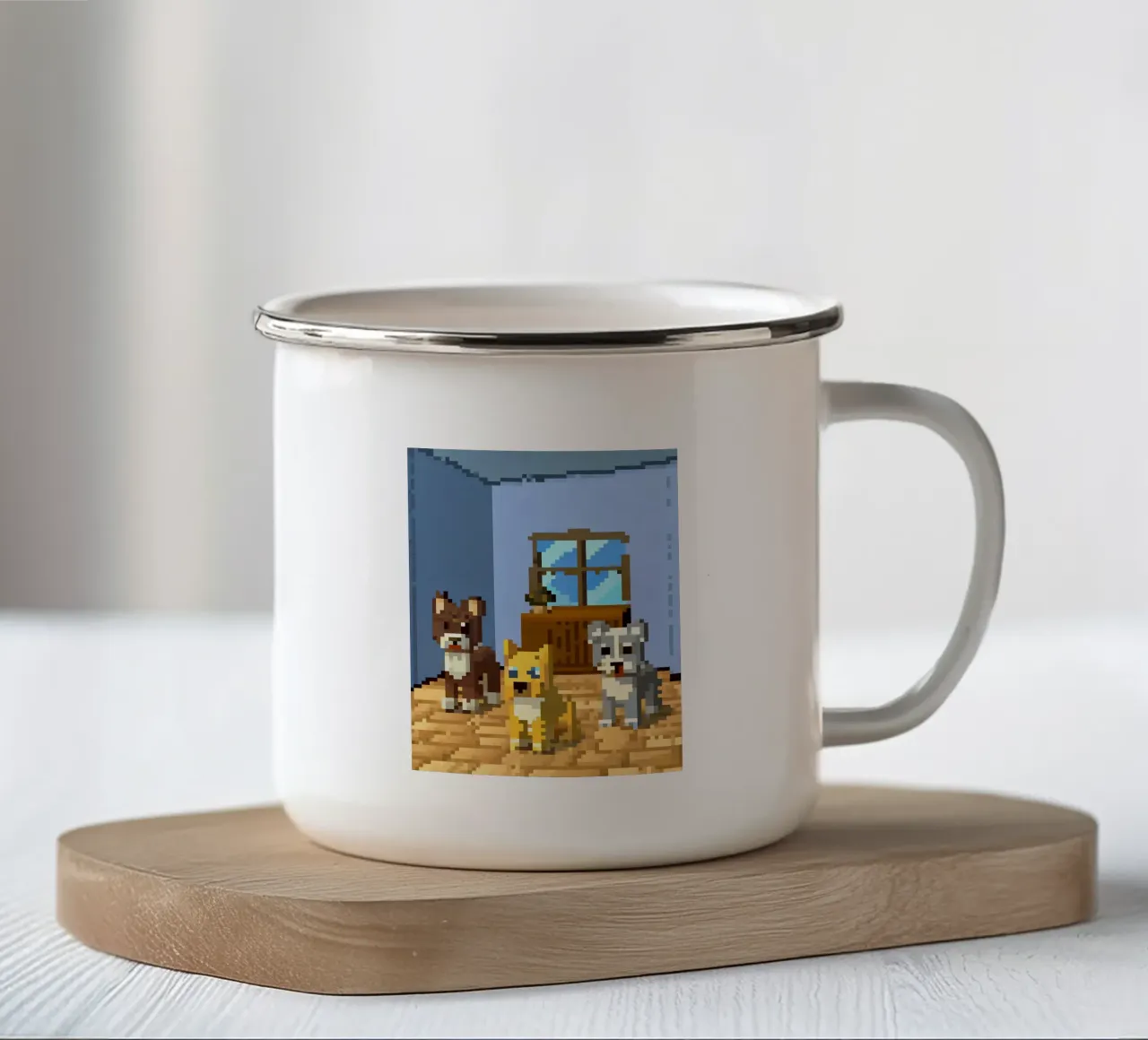 Tre cani carini tazza in smalto da DOG AND CAT