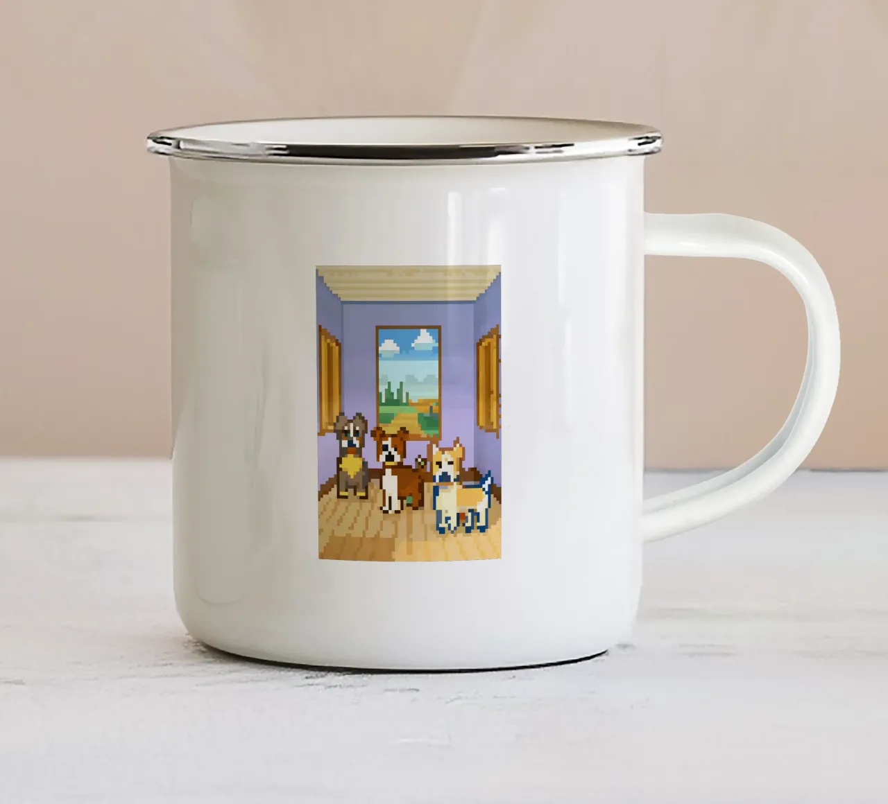 Tre cani carini tazza in smalto da DOG AND CAT