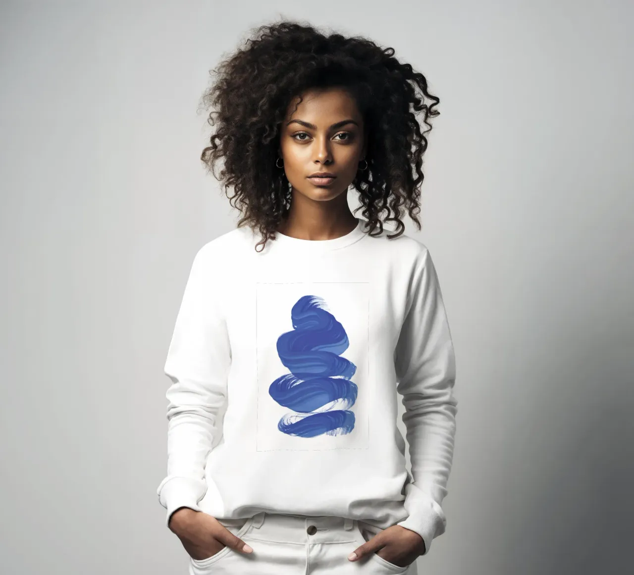 Contemporary abstract blue brush stroke sweatshirt by Martina
