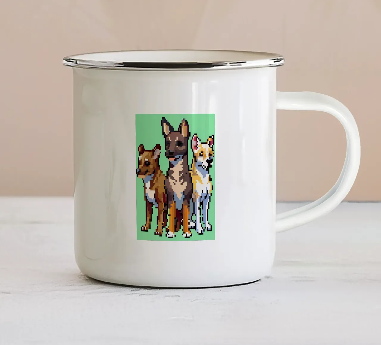 Tre cani tazza in smalto da DOG AND CAT