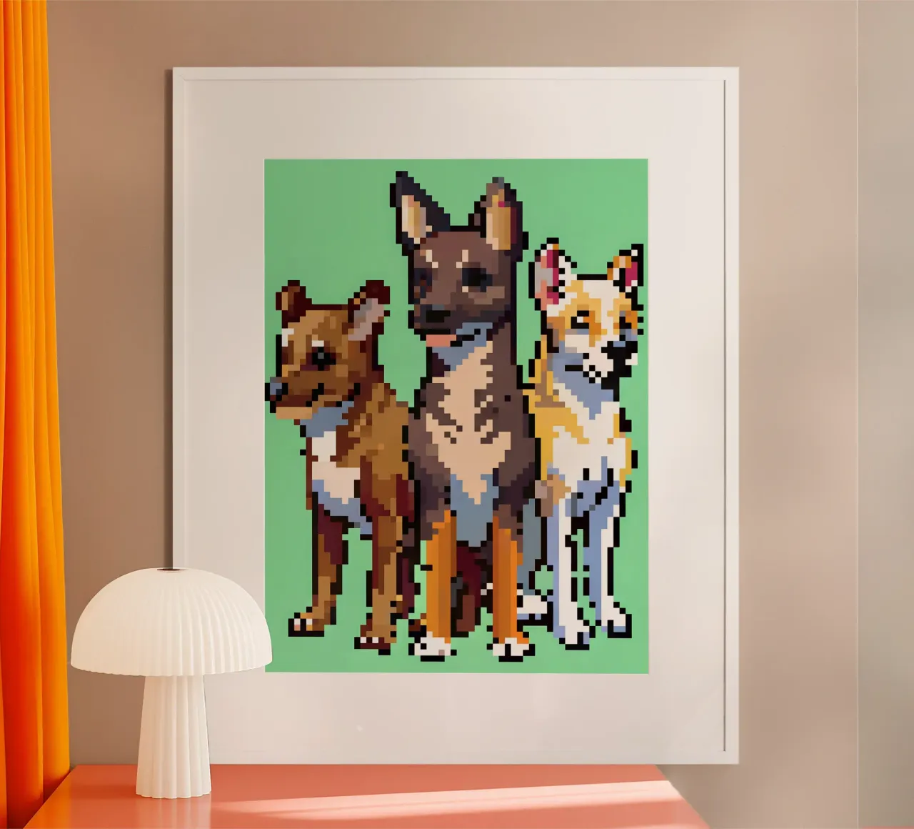 Tre cani poster con telaio in plastica da DOG AND CAT
