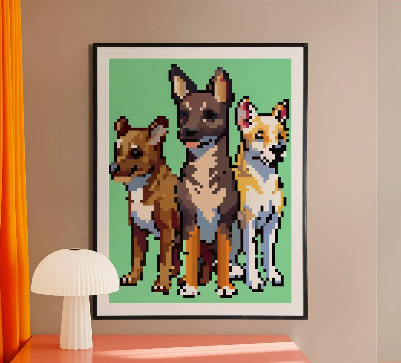 Tre cani poster con telaio in plastica da DOG AND CAT