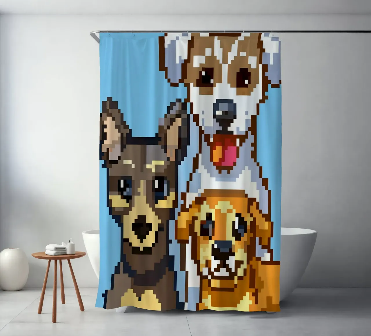 Three Dogs shower curtain by DOG AND CAT