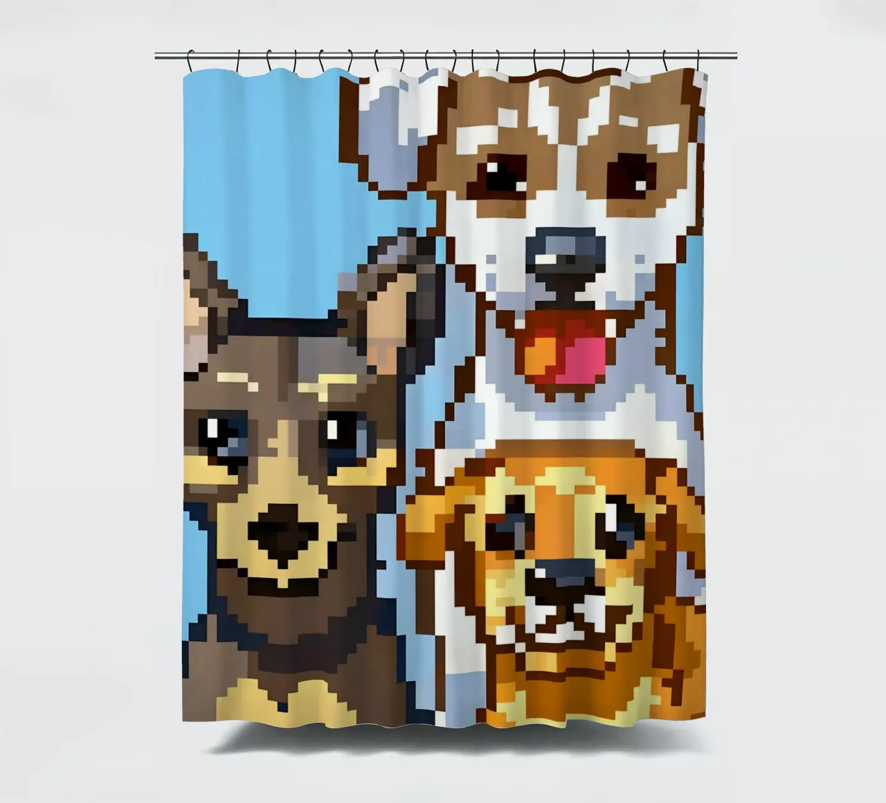 Three Dogs shower curtain by DOG AND CAT