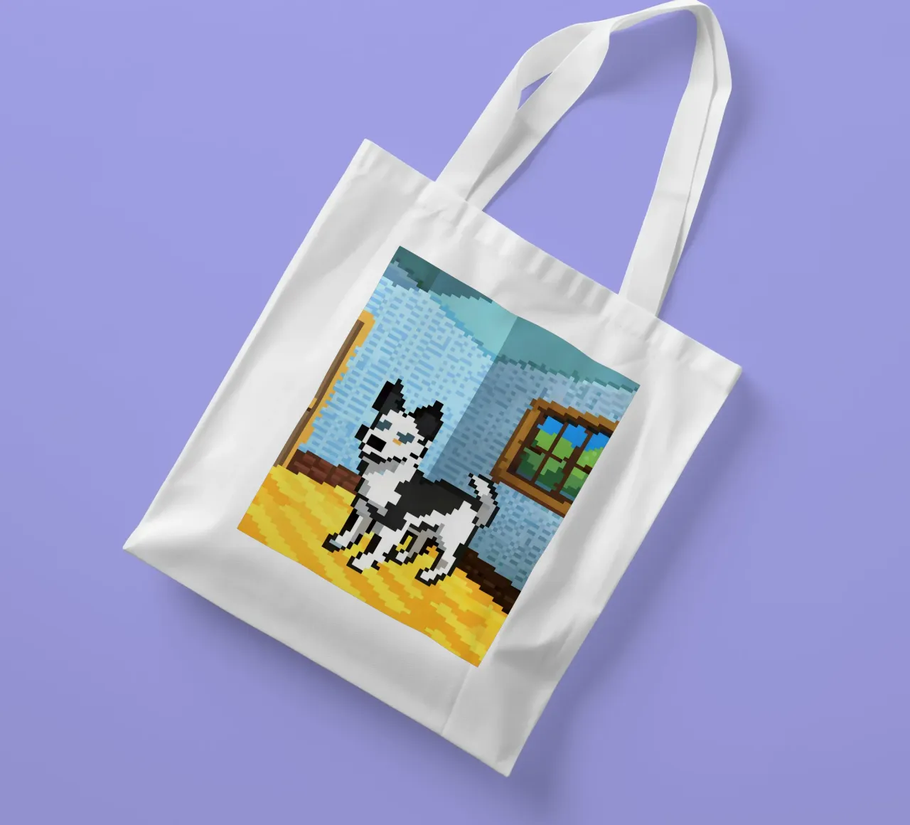 Cane bianco da interno borsa in juta da DOG AND CAT