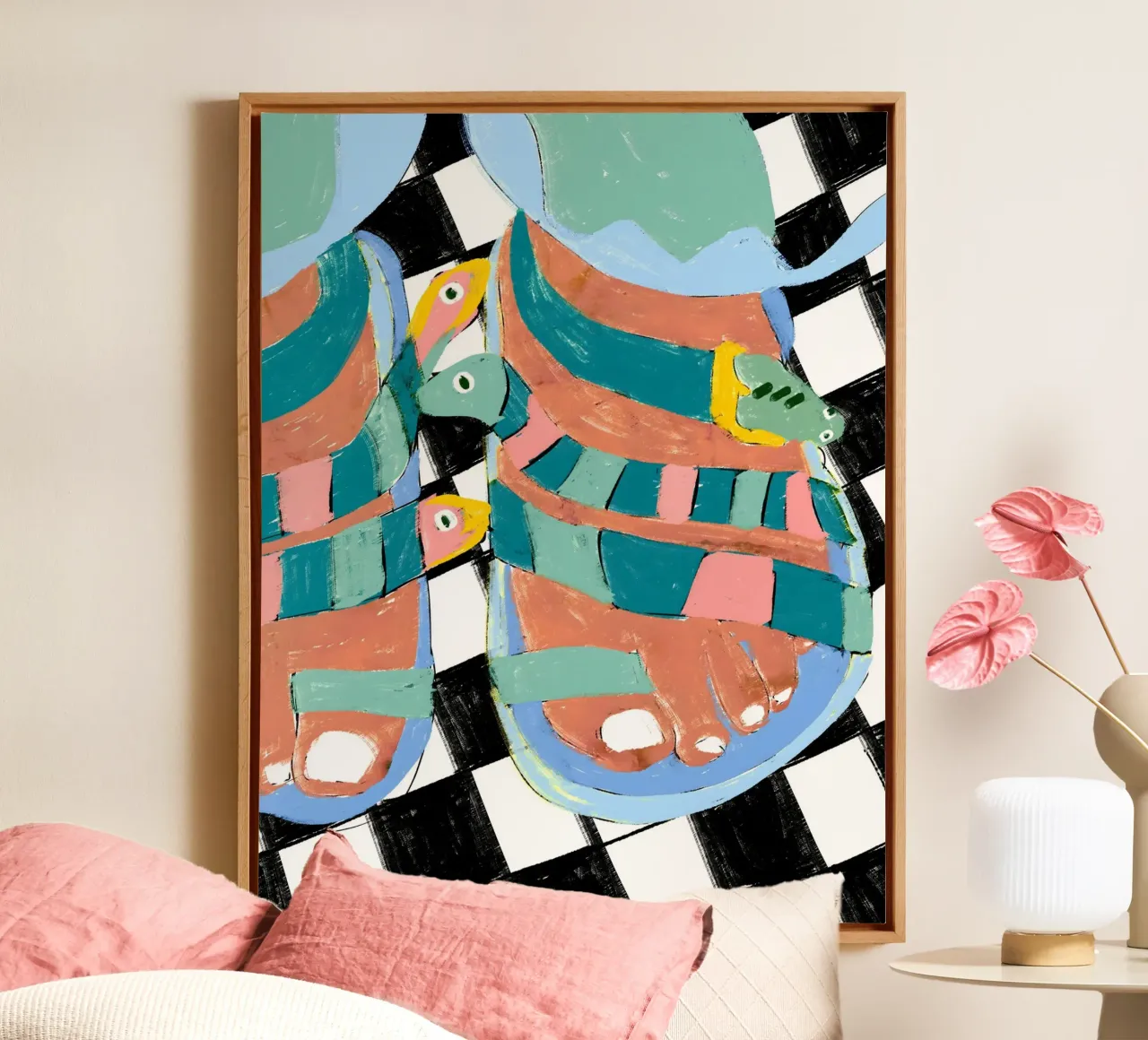 Stroll On The Wild Side | Snake Walk canvas with Floater frame by 83oranges